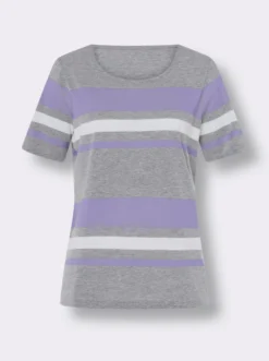 Kurzarmshirt mit garngefärbtem Streifen
