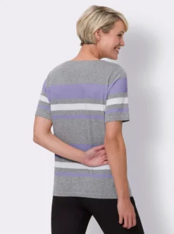 Kurzarmshirt mit garngefärbtem Streifen