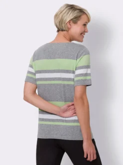 Kurzarmshirt mit garngefärbtem Streifen