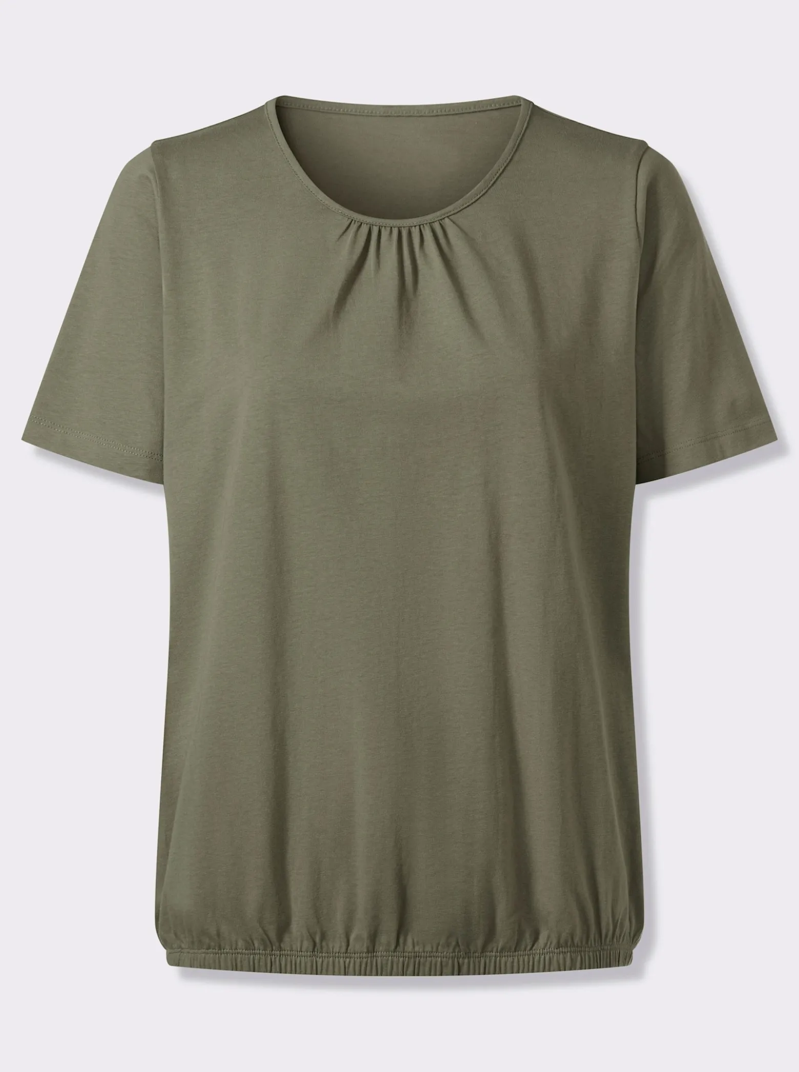 Kurzarmshirt mit gerafftem Ausschnitt