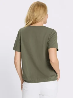 Kurzarmshirt mit gerafftem Ausschnitt