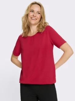 Kurzarmshirt mit gerafftem Ausschnitt