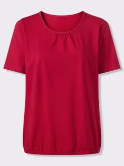 Kurzarmshirt mit gerafftem Ausschnitt
