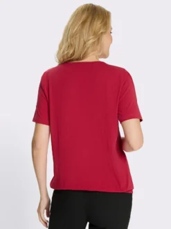 Kurzarmshirt mit gerafftem Ausschnitt