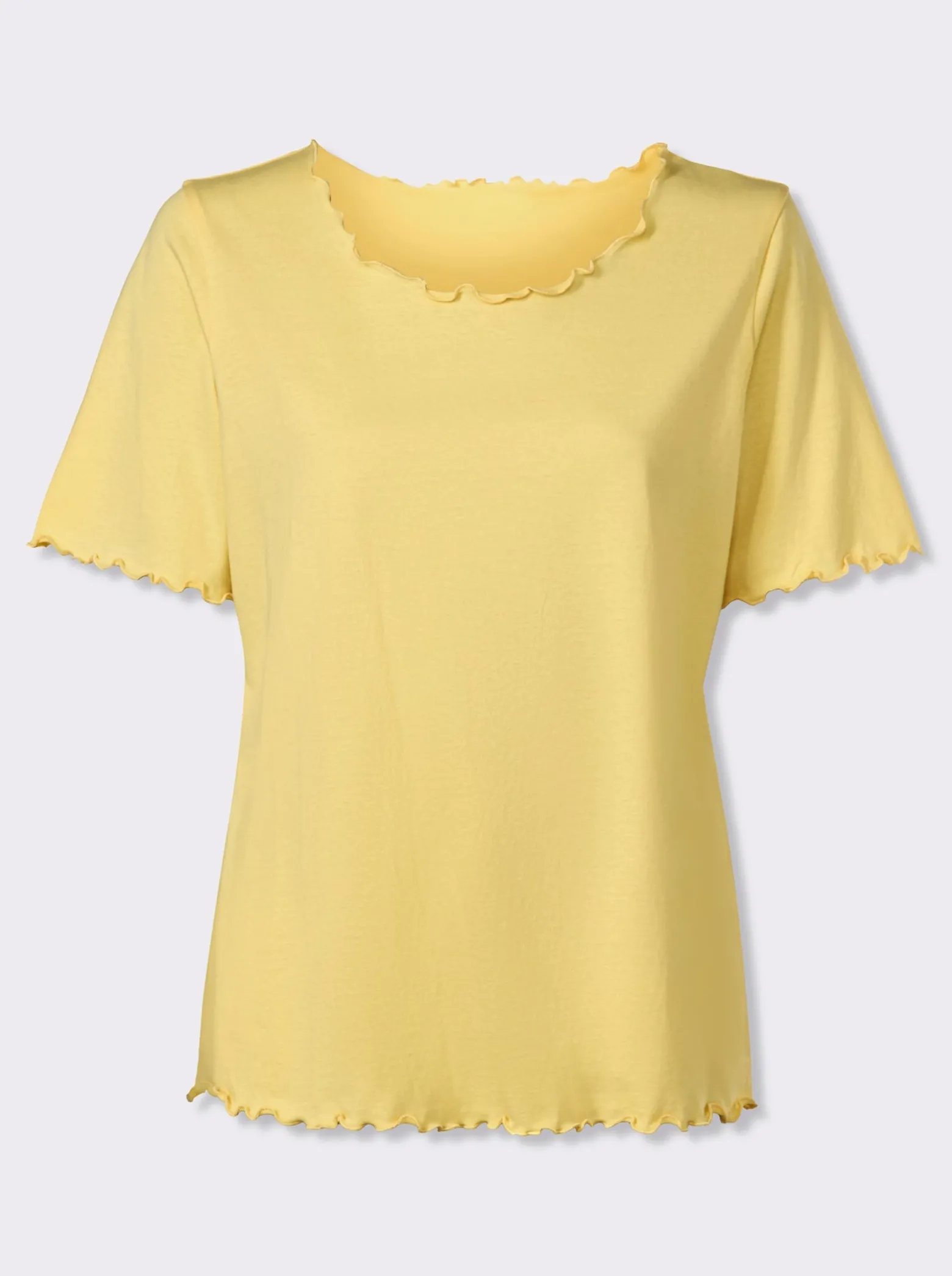 Kurzarmshirt mit gewellten Abschlüssen