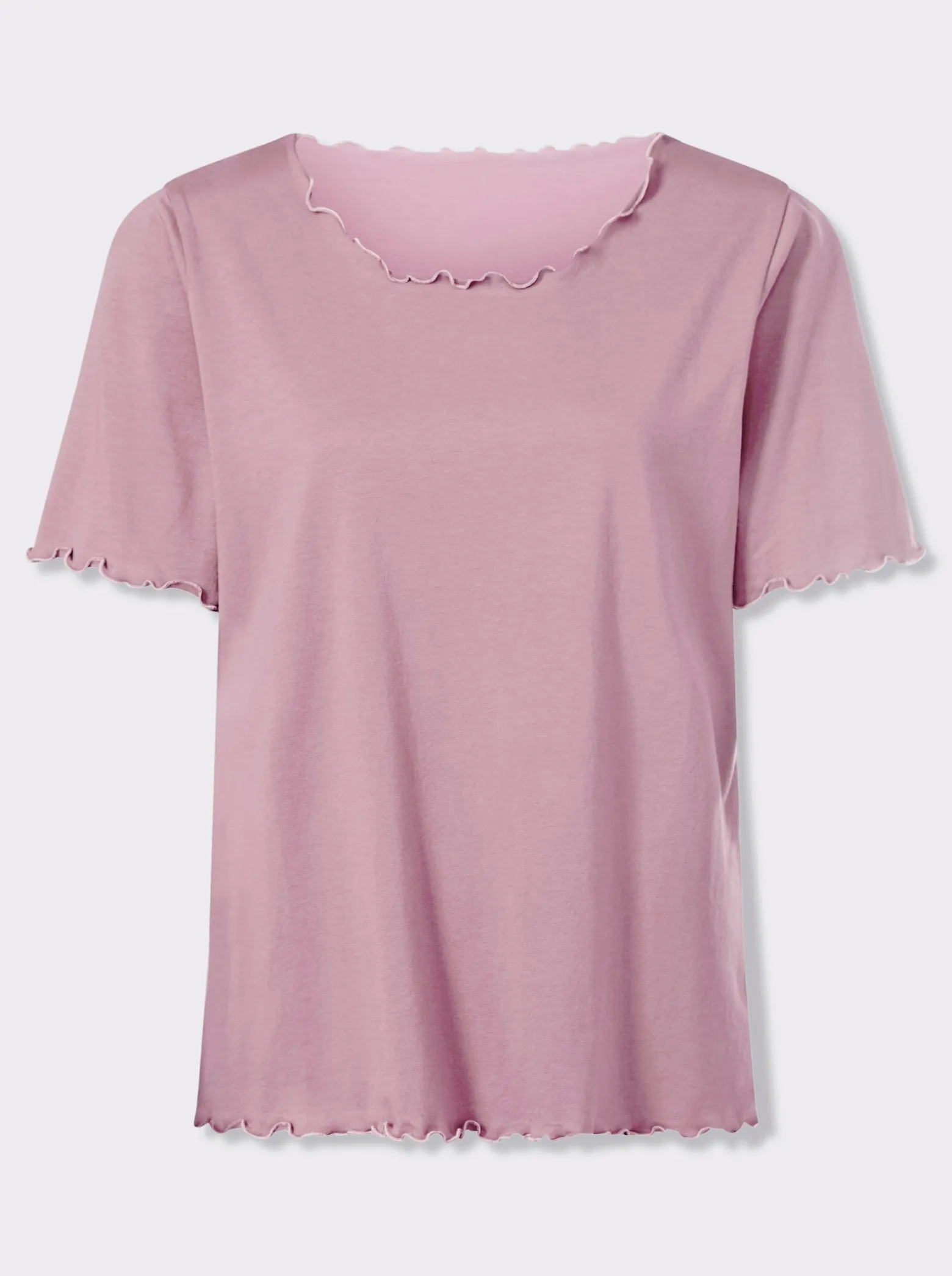 Kurzarmshirt mit gewellten Abschlüssen