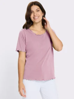 Kurzarmshirt mit gewellten Abschlüssen