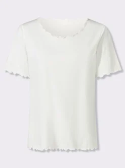 Kurzarmshirt mit gewellten Abschlüssen