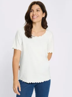 Kurzarmshirt mit gewellten Abschlüssen
