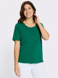 Kurzarmshirt mit gewellten Abschlüssen