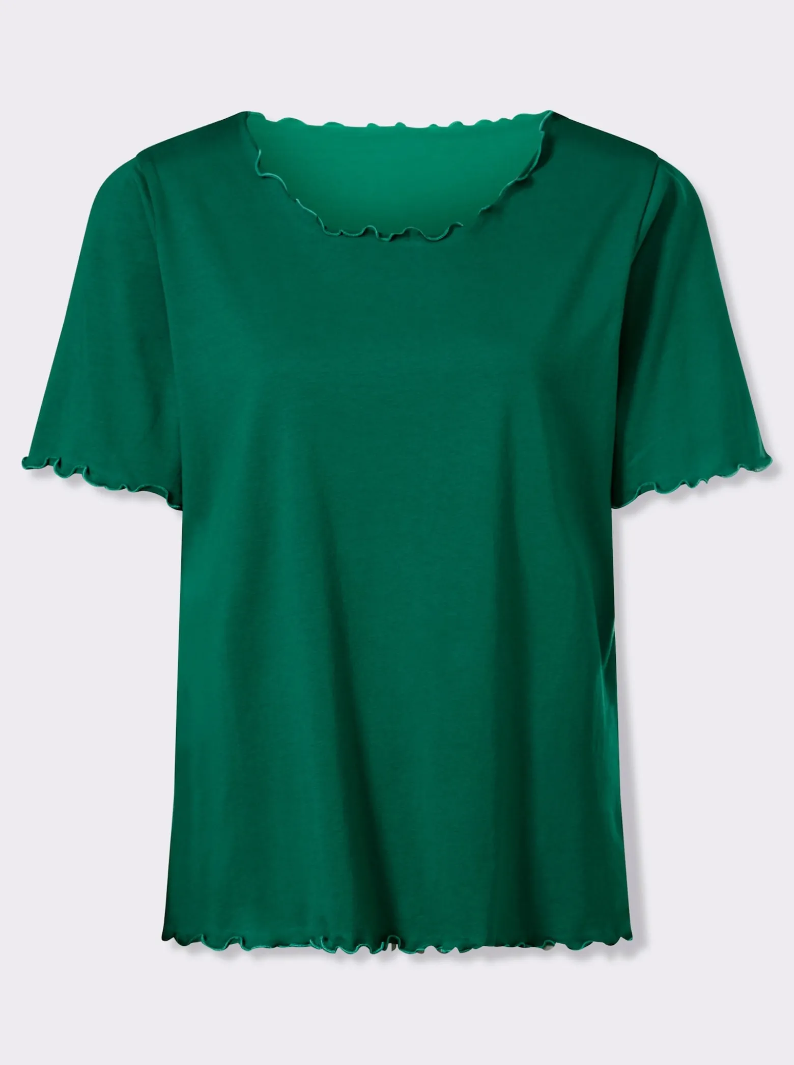 Kurzarmshirt mit gewellten Abschlüssen