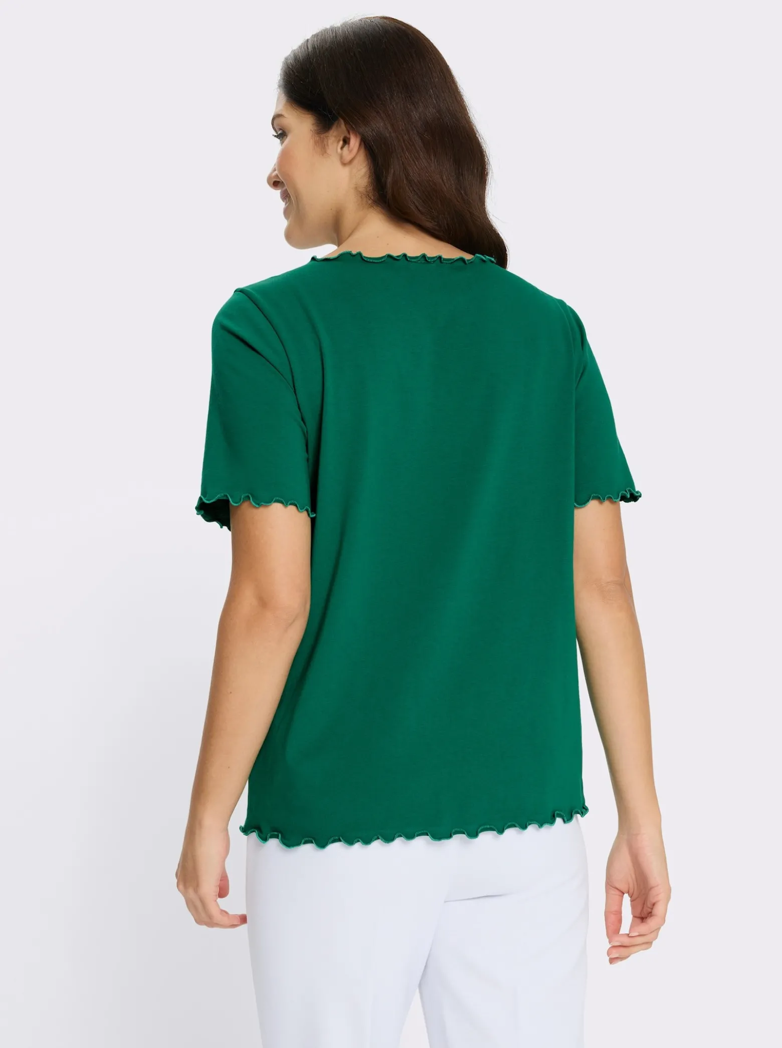 Kurzarmshirt mit gewellten Abschlüssen
