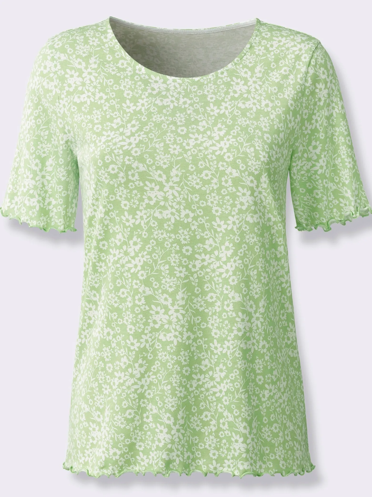 Kurzarmshirt mit gewellten Abschlüssen