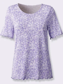 Kurzarmshirt mit gewellten Abschlüssen