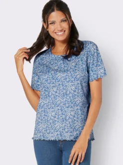 Kurzarmshirt mit gewellten Abschlüssen