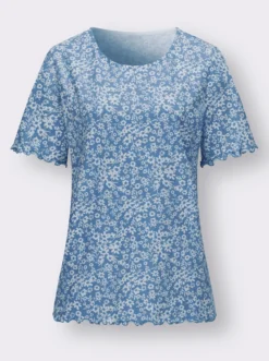 Kurzarmshirt mit gewellten Abschlüssen