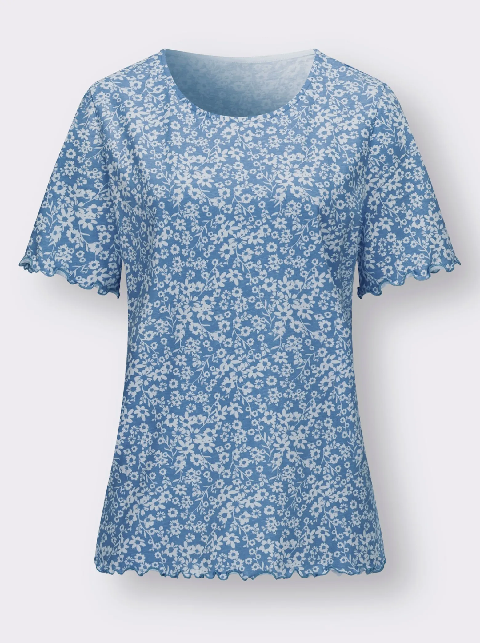 Kurzarmshirt mit gewellten Abschlüssen