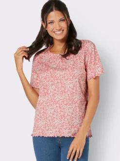 Kurzarmshirt mit gewellten Abschlüssen