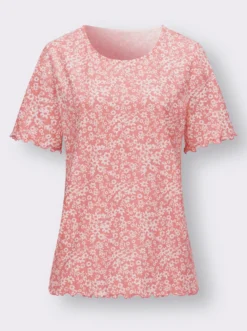 Kurzarmshirt mit gewellten Abschlüssen