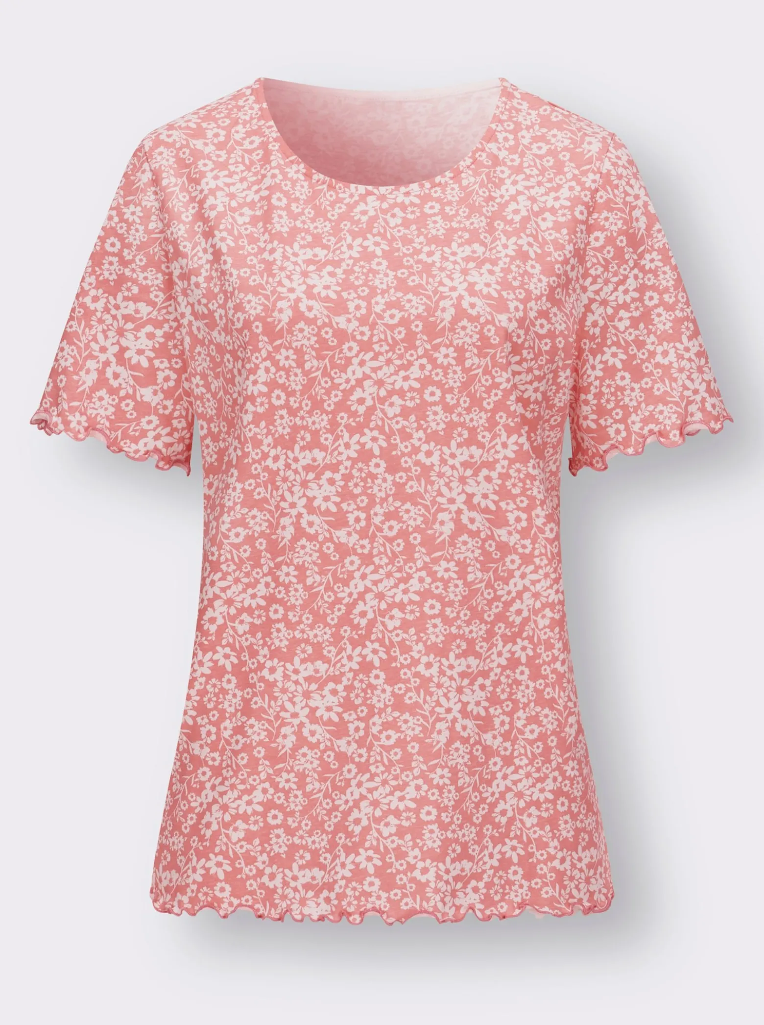 Kurzarmshirt mit gewellten Abschlüssen