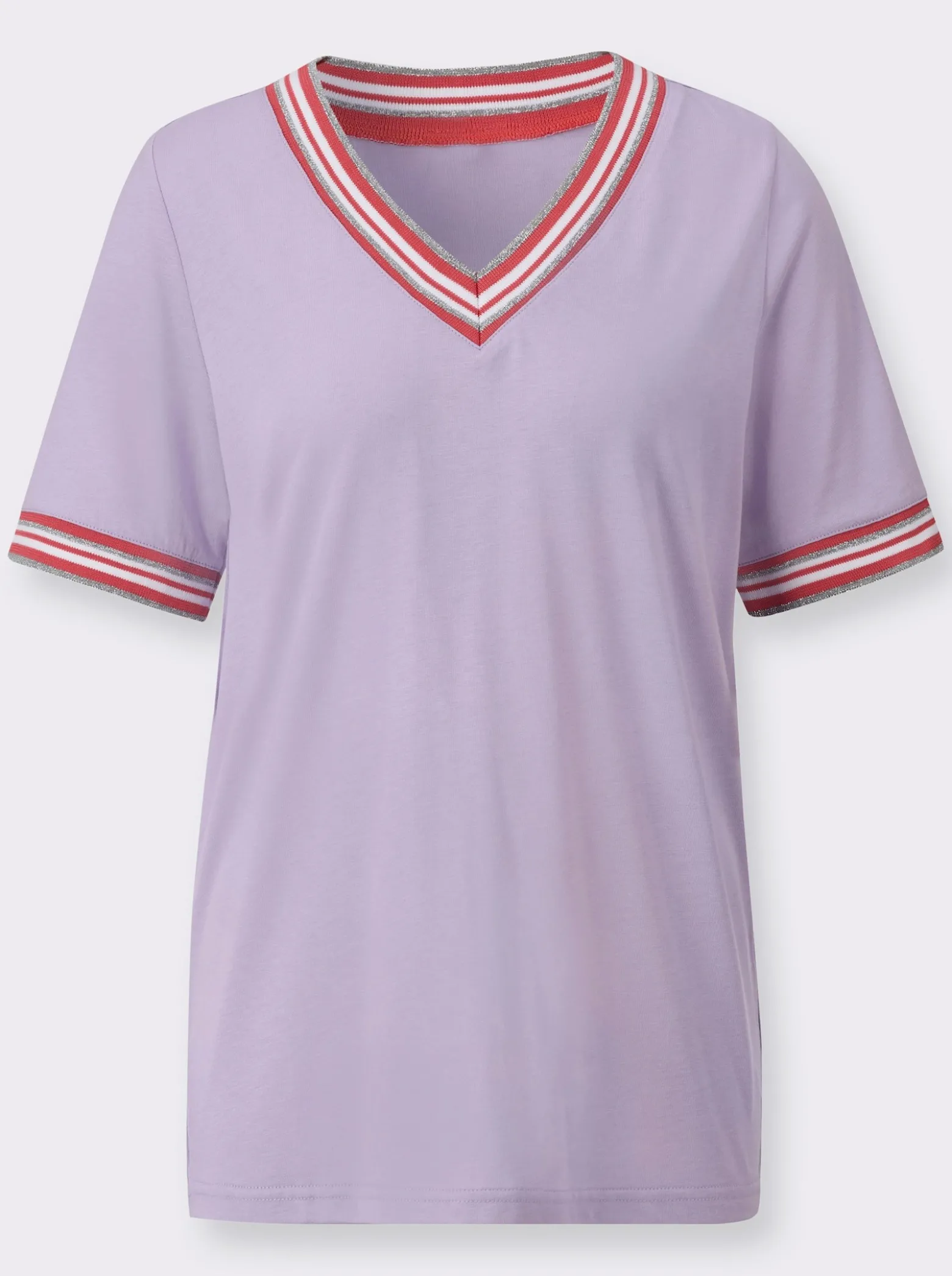 Kurzarmshirt mit Glanz-Abschlüssen