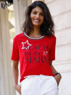 Kurzarmshirt mit Glanz-Details