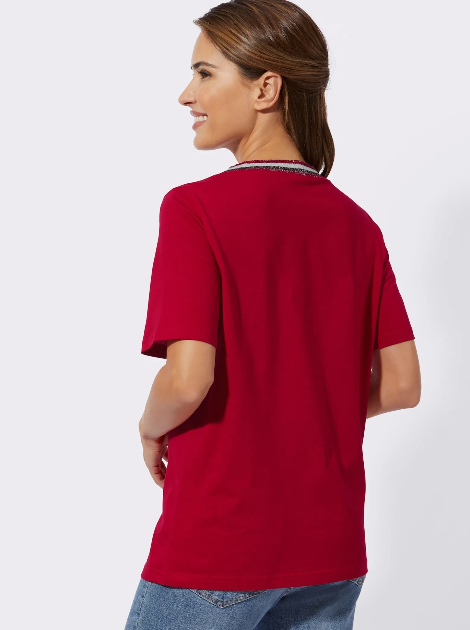 Kurzarmshirt mit Glanz-Details