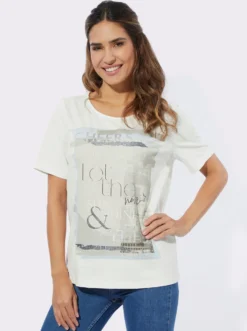 Kurzarmshirt mit Glitzerdruck