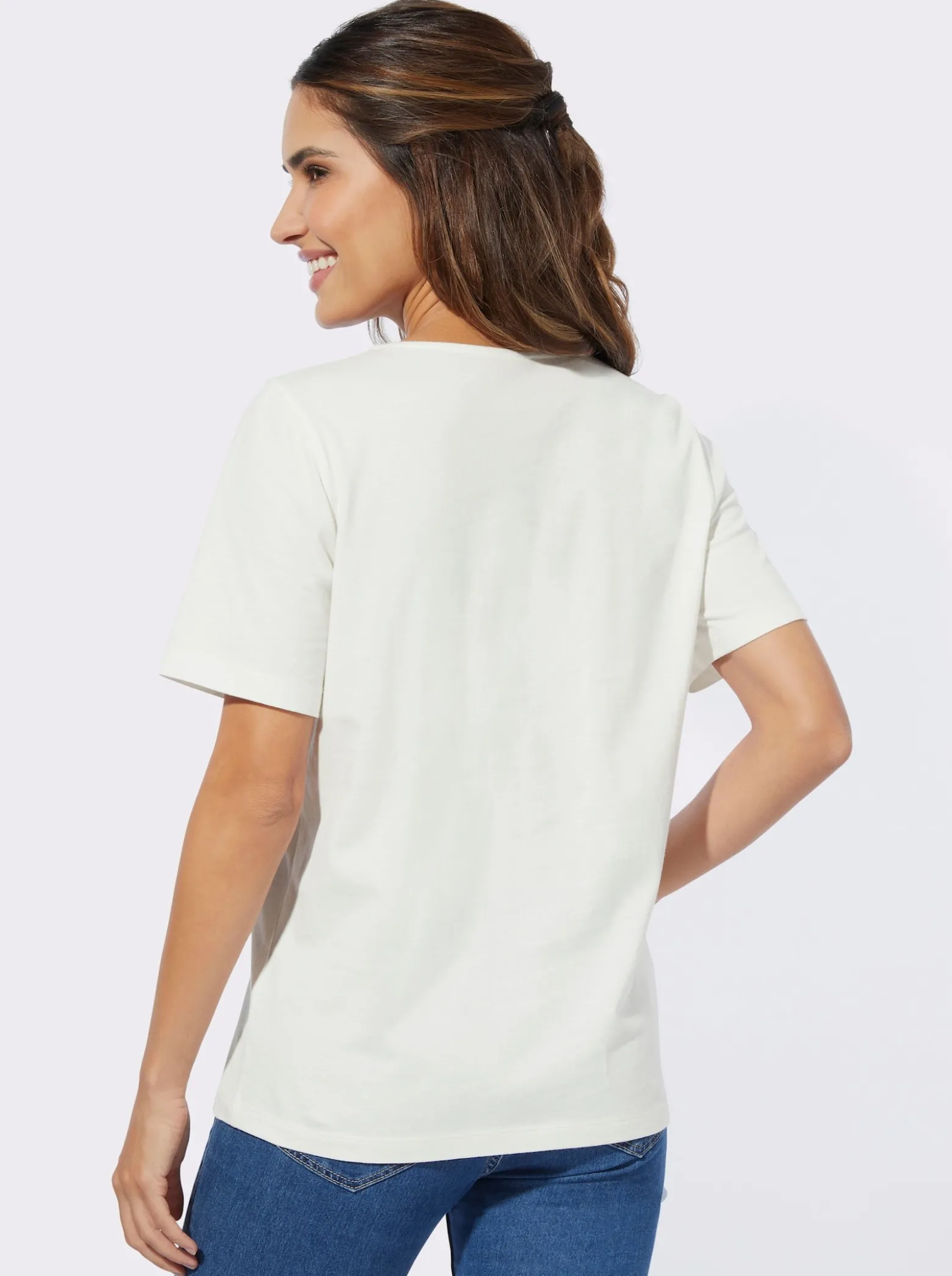 Kurzarmshirt mit Glitzerdruck