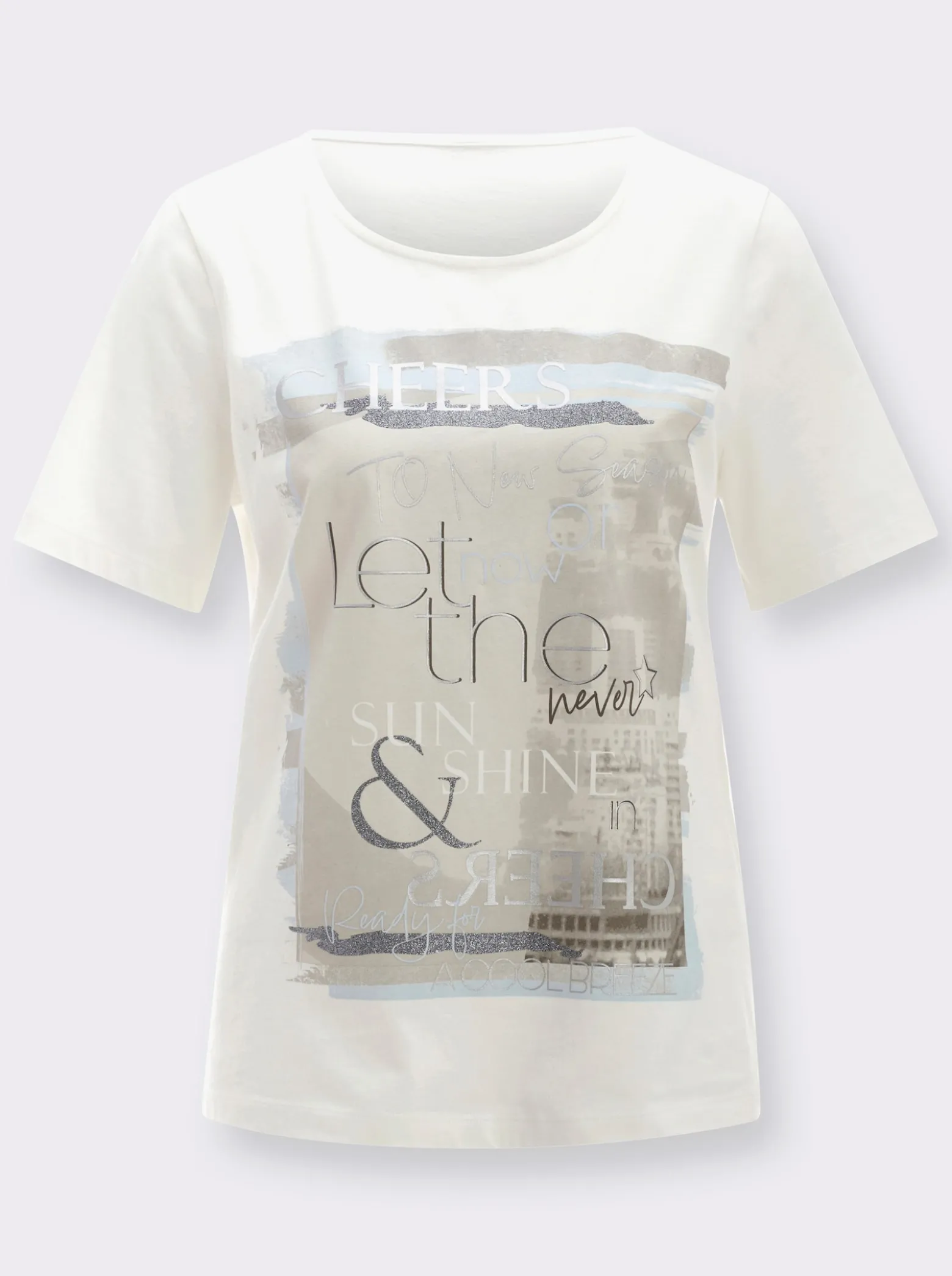 Kurzarmshirt mit Glitzerdruck