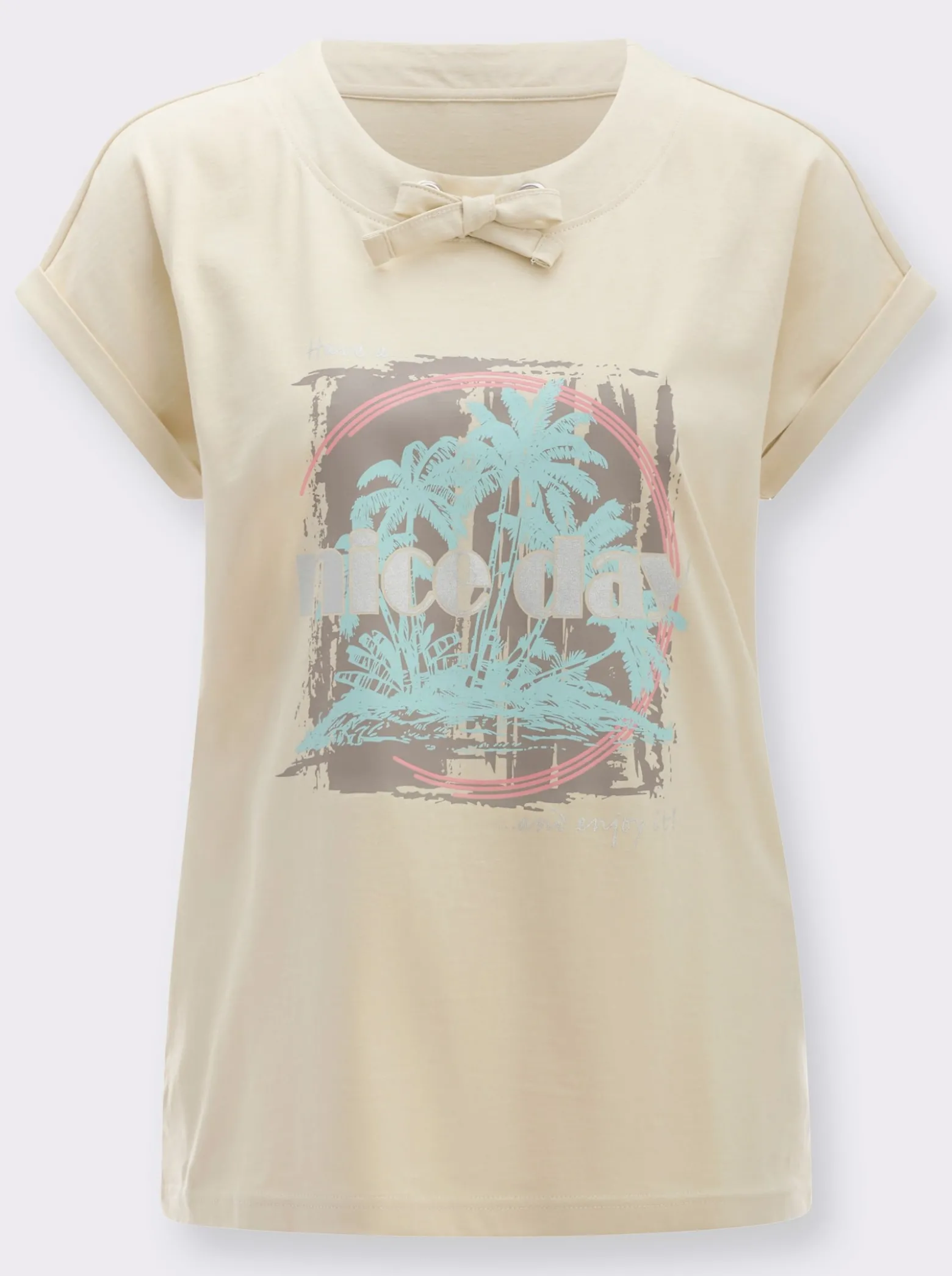 Kurzarmshirt mit Glitzerdruck