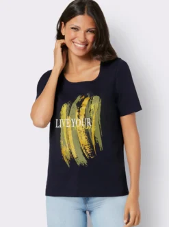Kurzarmshirt mit Glitzer-Print
