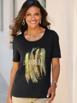 Kurzarmshirt mit Glitzer-Print