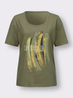 Kurzarmshirt mit Glitzer-Print