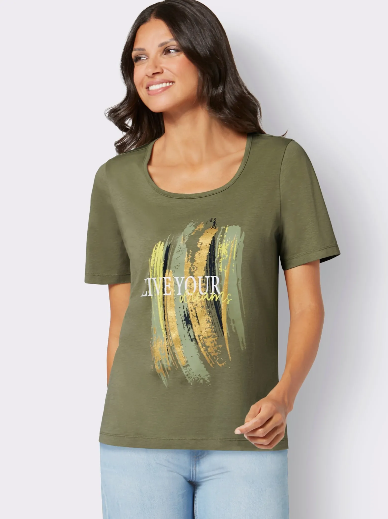 Kurzarmshirt mit Glitzer-Print