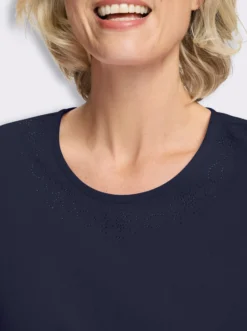 Kurzarmshirt mit Glitzersteinchen-Applikation