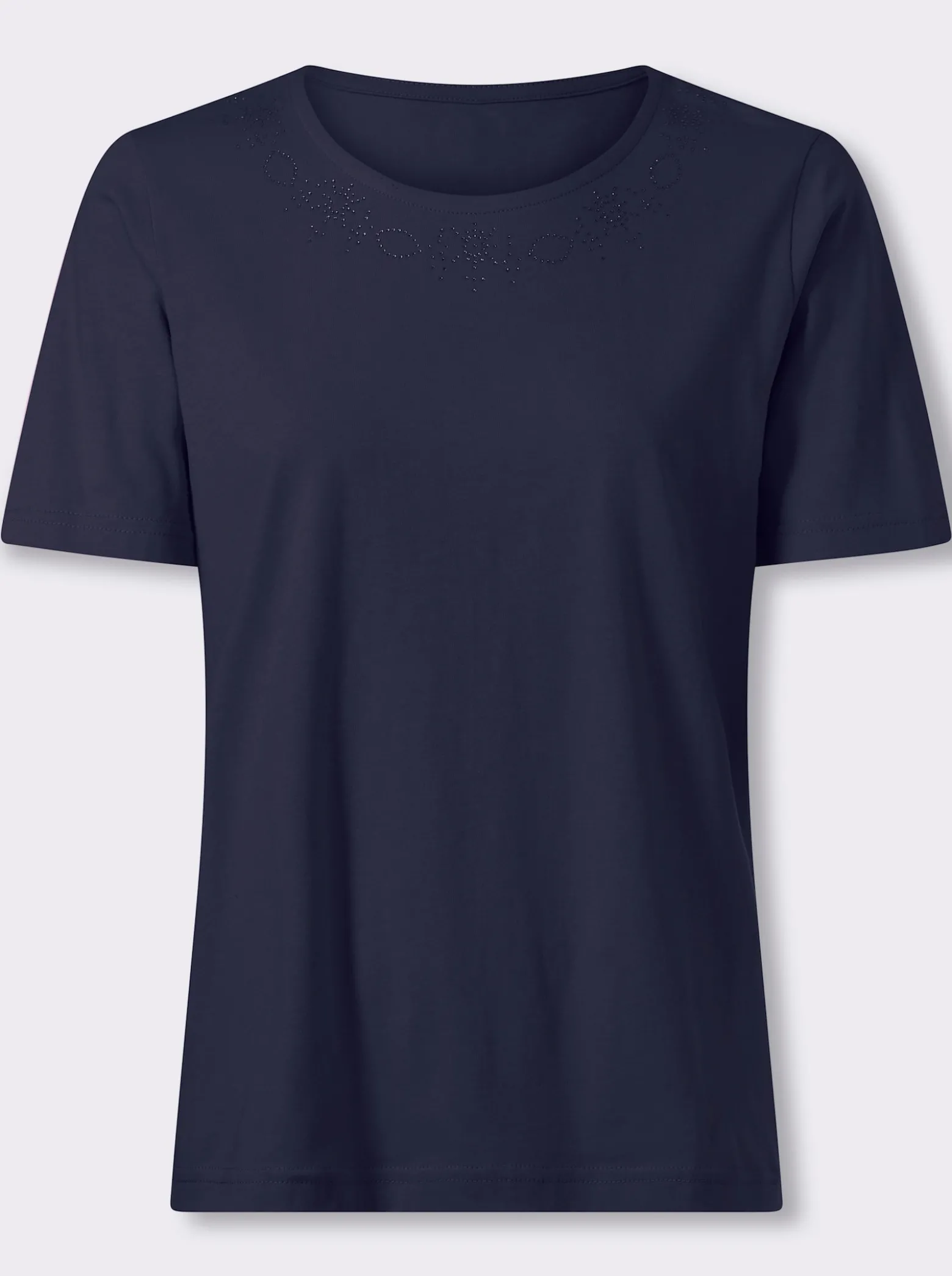 Kurzarmshirt mit Glitzersteinchen-Applikation