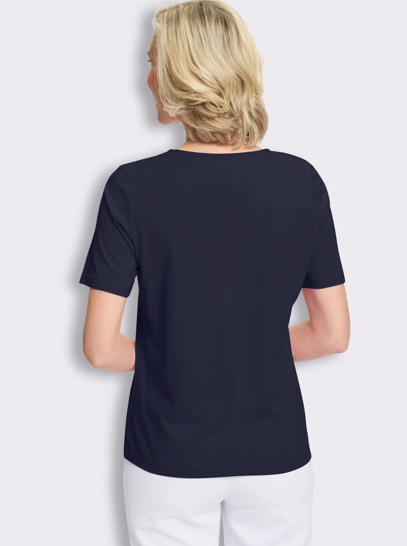 Kurzarmshirt mit Glitzersteinchen-Applikation