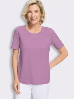 Kurzarmshirt mit Glitzersteinchen-Applikation