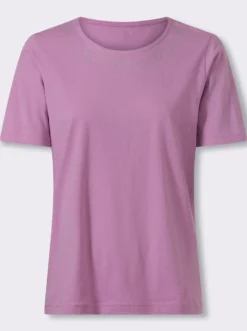 Kurzarmshirt mit Glitzersteinchen-Applikation