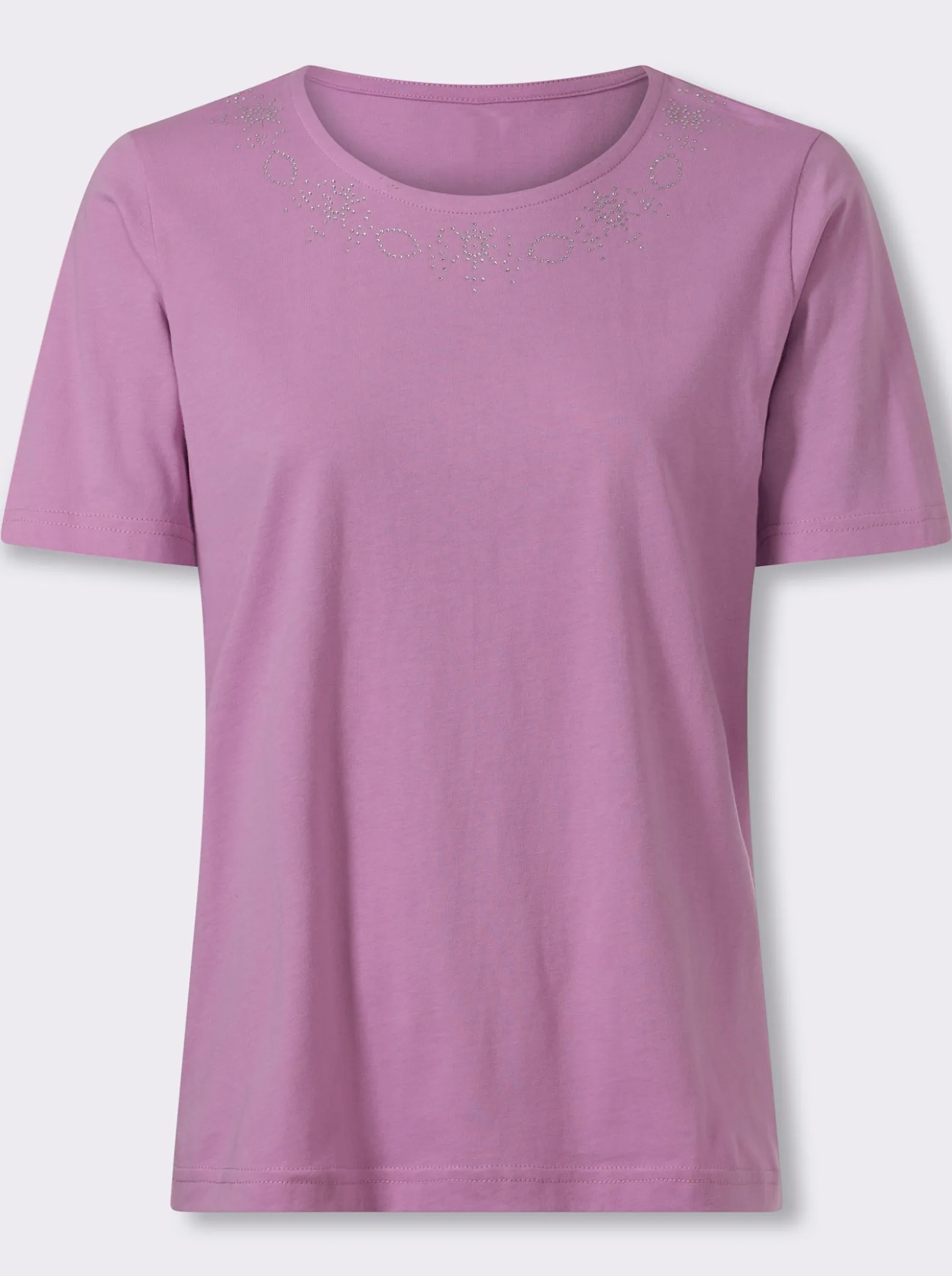 Kurzarmshirt mit Glitzersteinchen-Applikation
