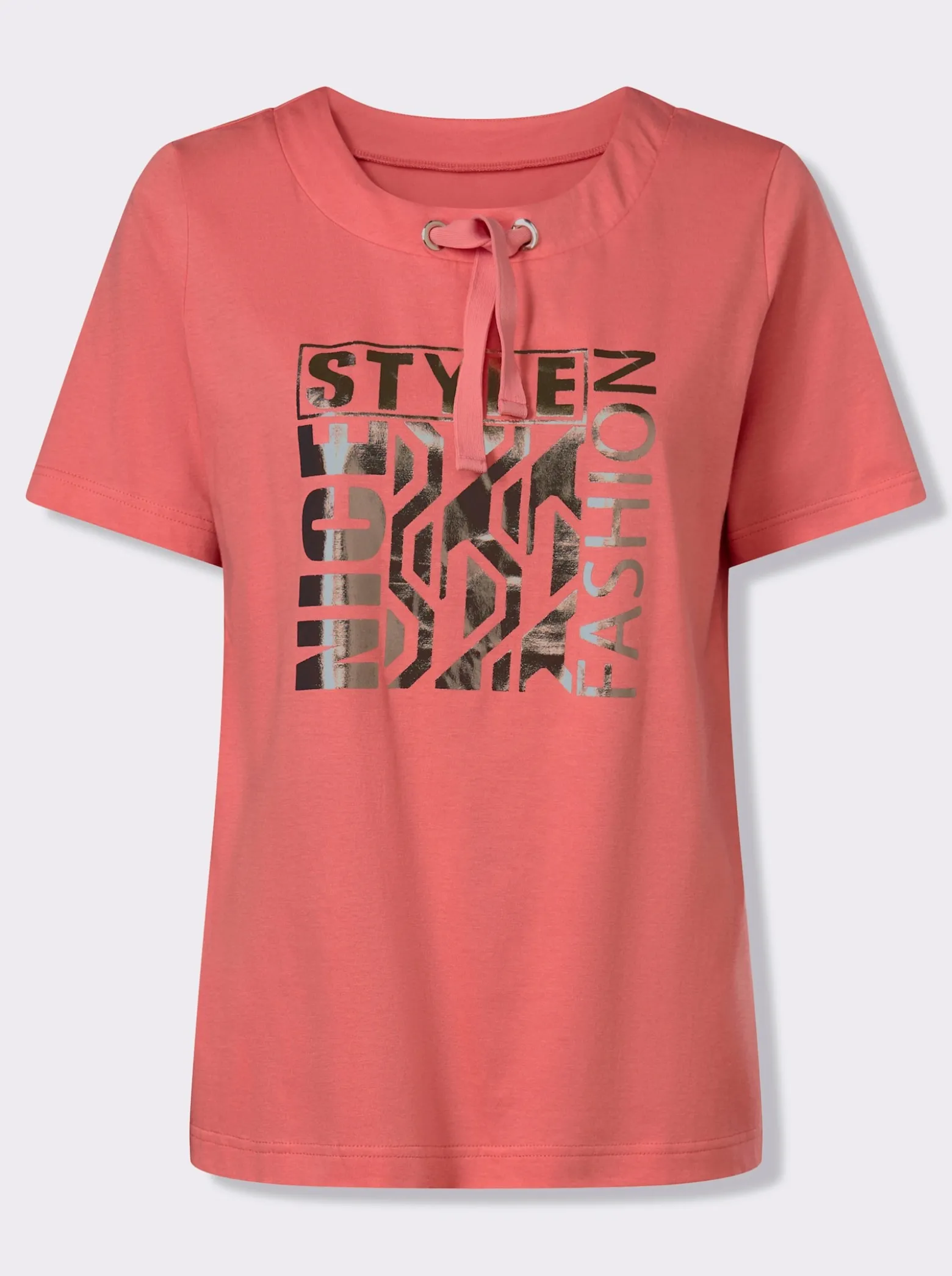 Kurzarmshirt mit glänzendem Druckmuster