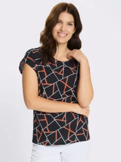 Kurzarmshirt mit Grafik-Print vorne