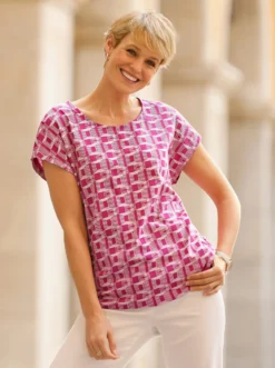 Kurzarmshirt mit grafischem Muster