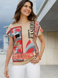 Kurzarmshirt mit großem Print vorne