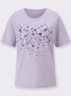 Kurzarmshirt mit Herz-Druck