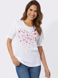 Kurzarmshirt mit Herz-Druck