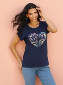 Kurzarmshirt mit Herz-Motiv