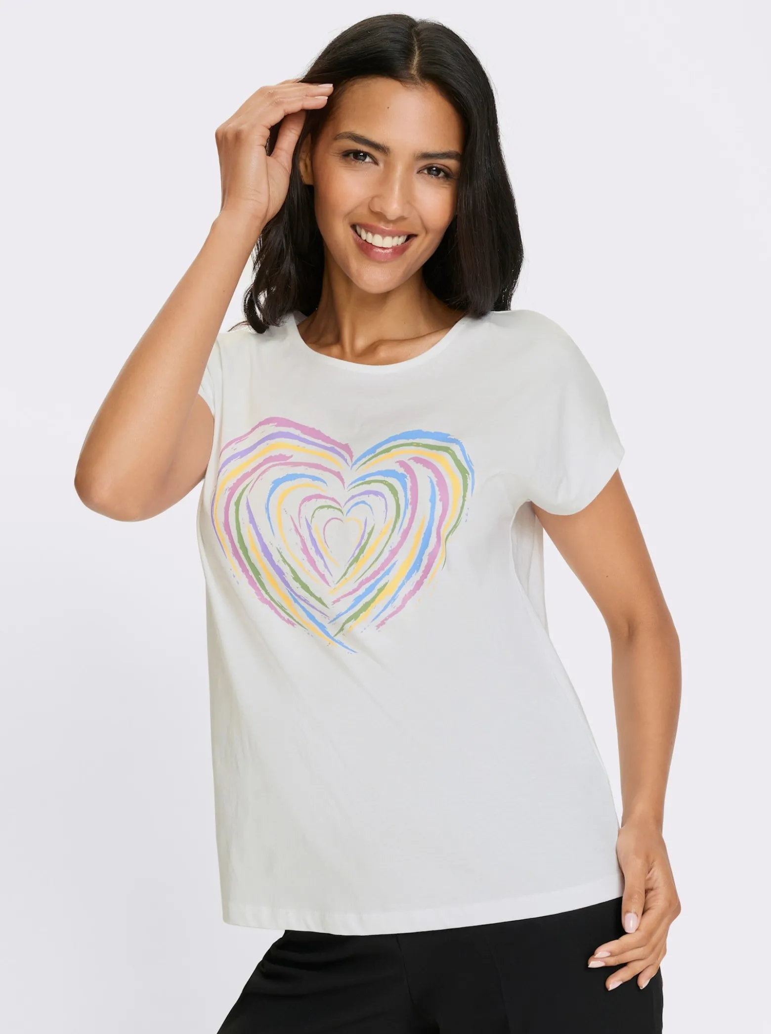 Kurzarmshirt mit Herz-Motiv