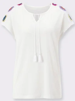 Kurzarmshirt mit Häkelspitze